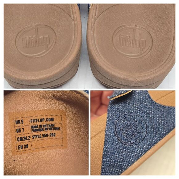 NOT FOR SALE FitFlop The Skinny Denim Toe-Post Thong Sandals in Blue Size 7 - Picture 6 of 8